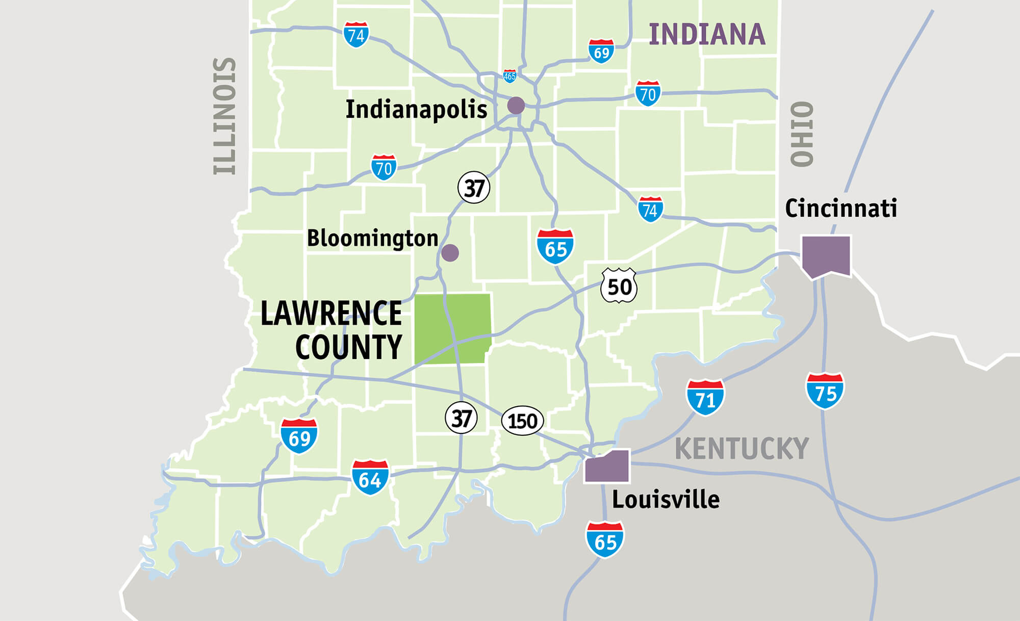 Map to Lawrence